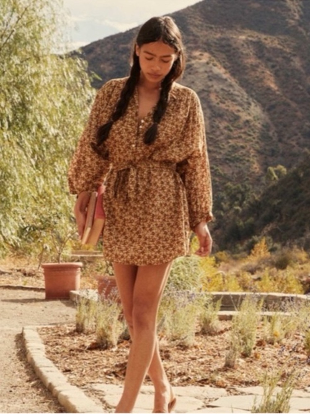 Doen Opal Mini Dress in Golden Mesa Floral | Size XS